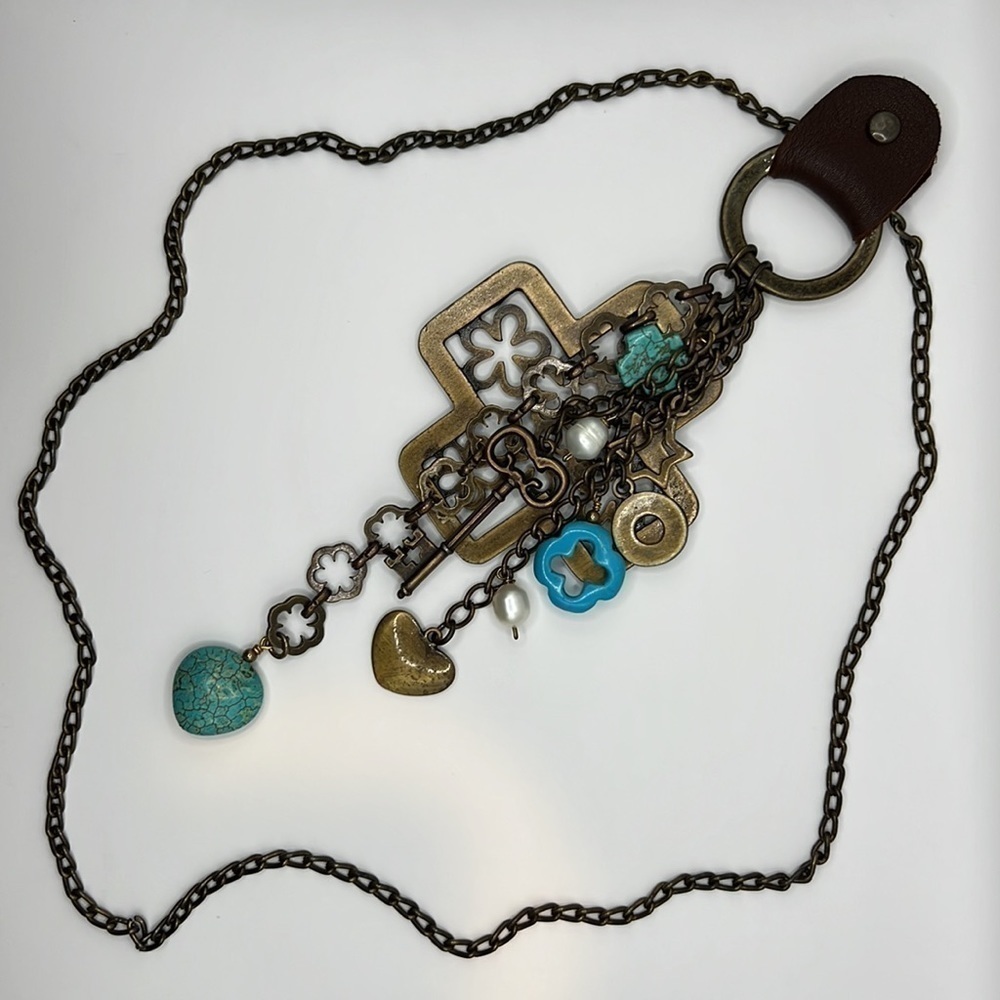 Charm Statement Necklace cross turquoise